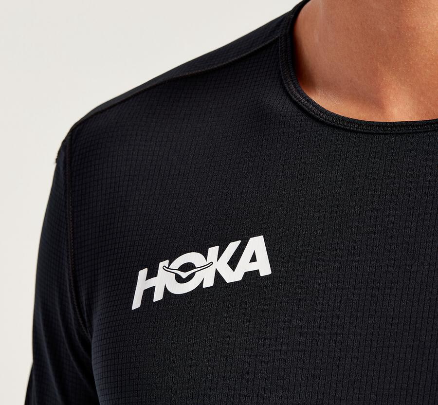 Tops Mens - Hoka One One Performance Short Sleeve - Black - RZCVPYX-97